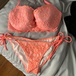 Coral Crochet Bikini Set